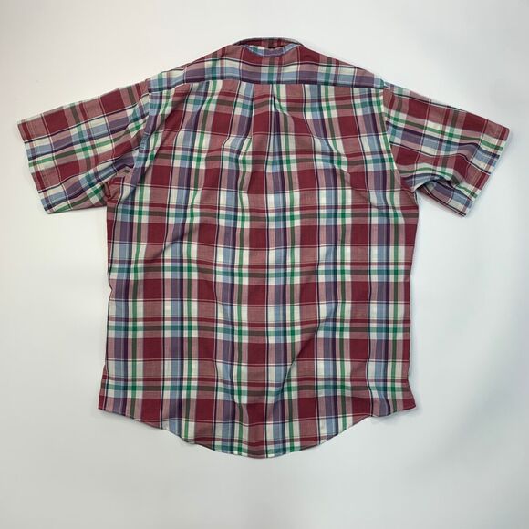 Vintage Chaps Ralph Lauren Shirt Mens L Large Plum Blue Plaid Long Sleeve 90s - Picture 8 of 10
